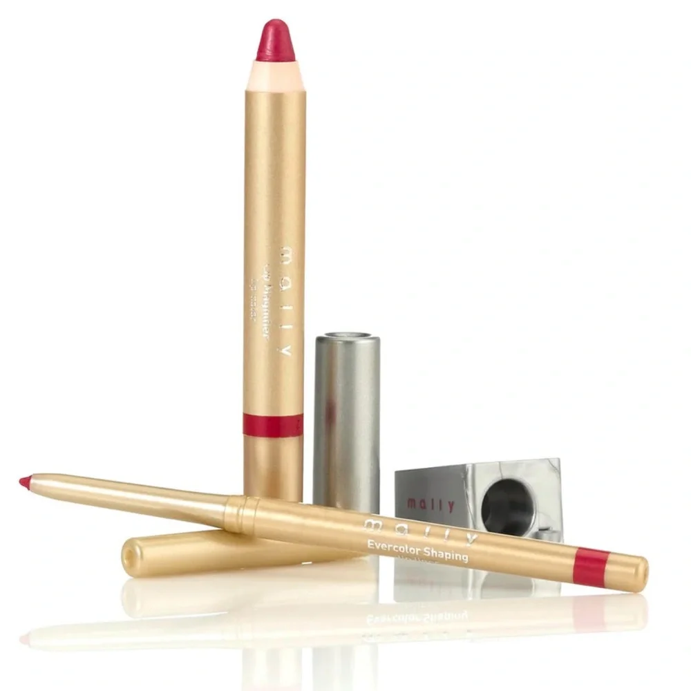 💎 Mally The Perfect Bright Lip Magnifier Pencil & Sharpener Set Frisky Fuchsia